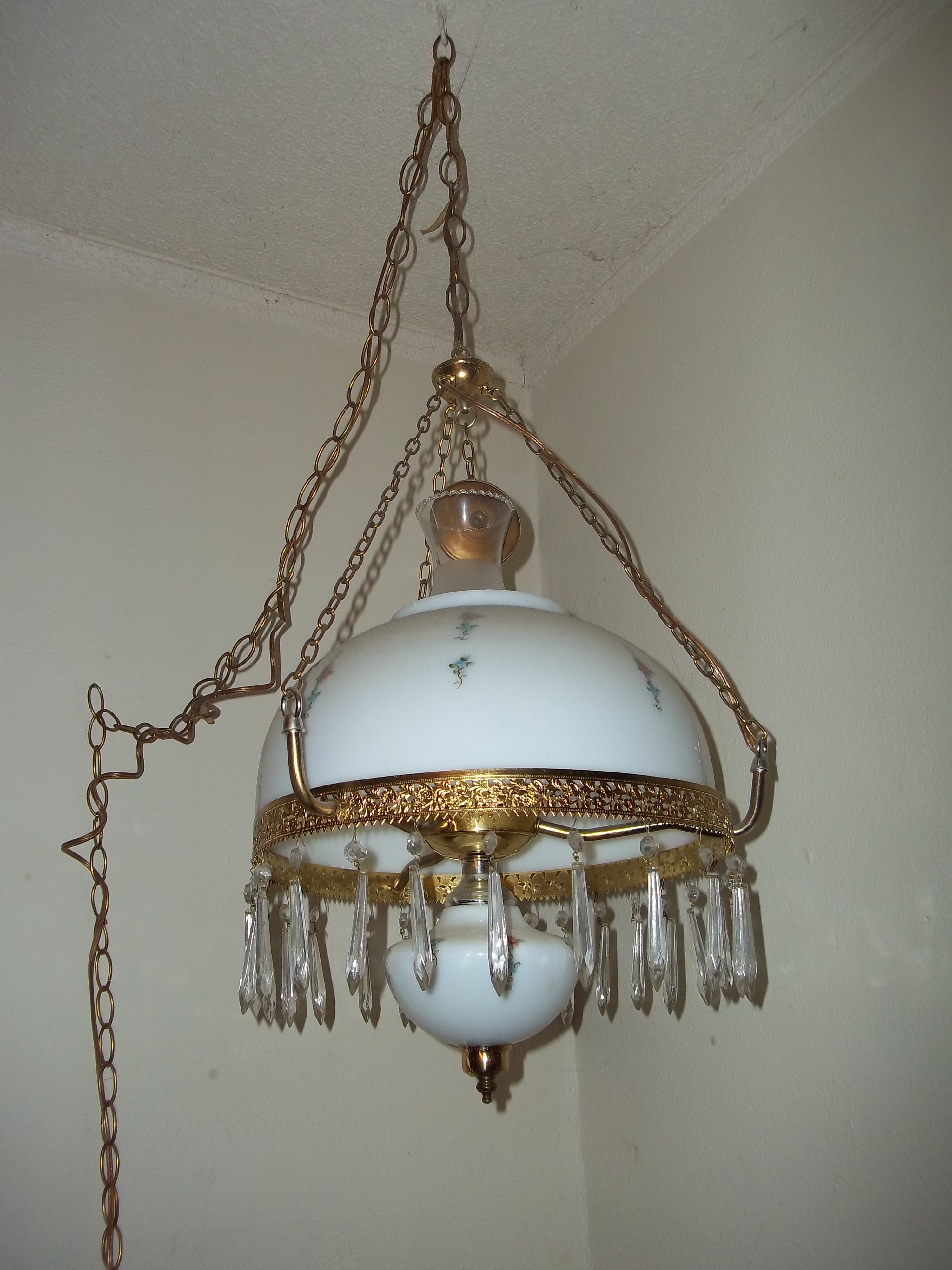 Antique Hanging Lamp with Prisms InstAppraisal